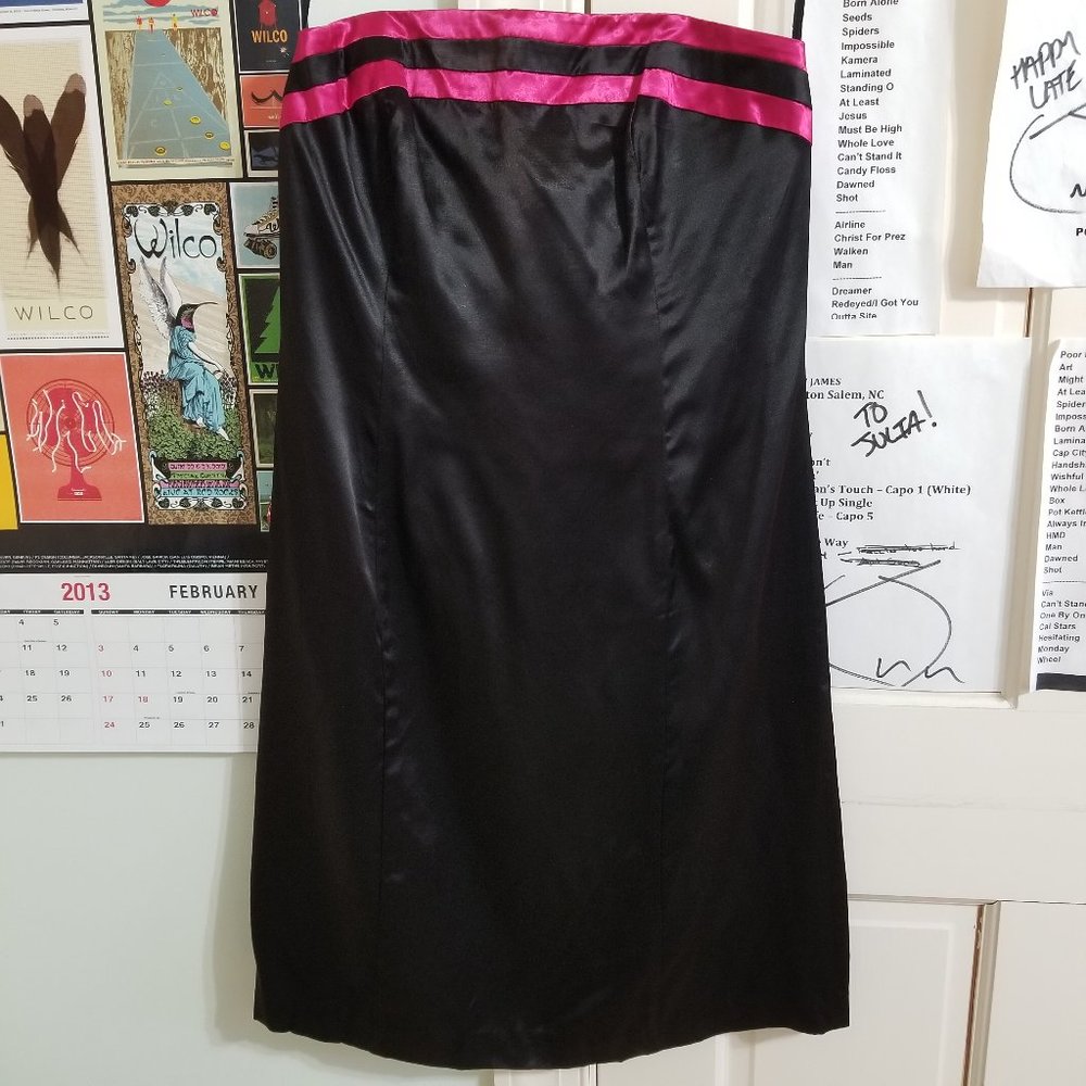 Willi Smith dress 10 strapless shiny party formal cocktail sheath boned VINTAGE